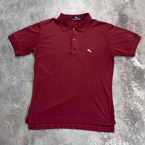 Vintage 80s Burgundy Steeplechase Polo Shirt. Distressed